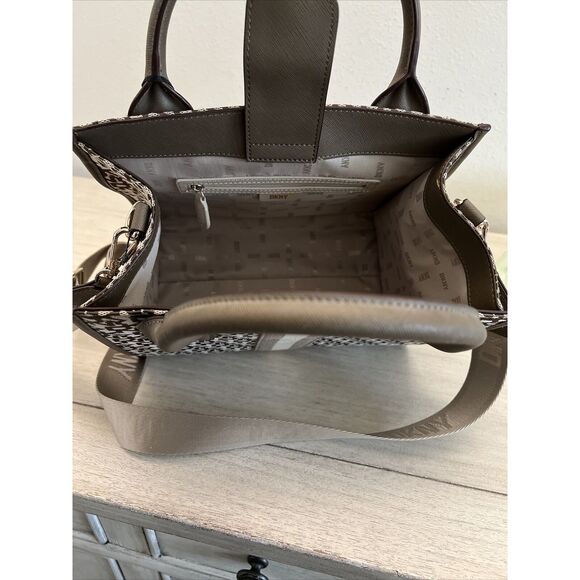 Women's DKNY Satchel "Carlita" Small Book Tote Handbag Flat Bottom Crossbody - Picture 9 of 10